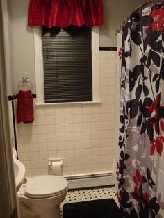 red and black bathroom decor