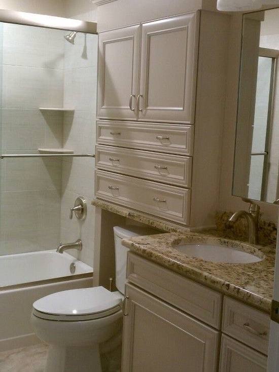 Bathroom above from a Portland remodel – a wet bath in a 3′ x 3′ space