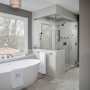 big tiles in small bathroom