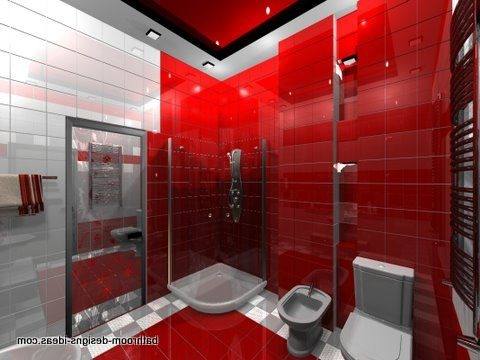 Inspiring Minimalist Red Bathroom Themes Ideas With Custome Rounded Bowl Sink Small Red Vanity As Well As Bubble Wall Decor Between Wall Mount Red Cabinet