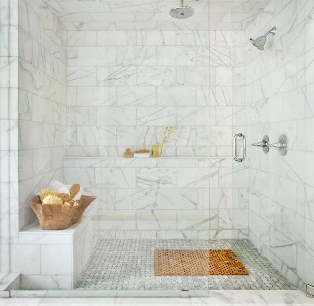 Luxury Bathroom Tub And Shower Ideas 24 White Bathtub Beige Tile Wall Connected By Glass Door