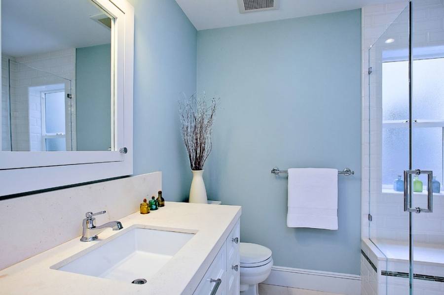 light blue bathroom