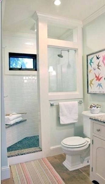 bath and shower in small bathroom