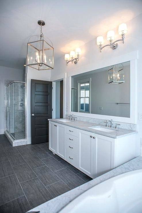 gray bathroom vanity with sink