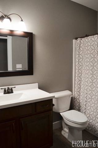 brown and white bathroom