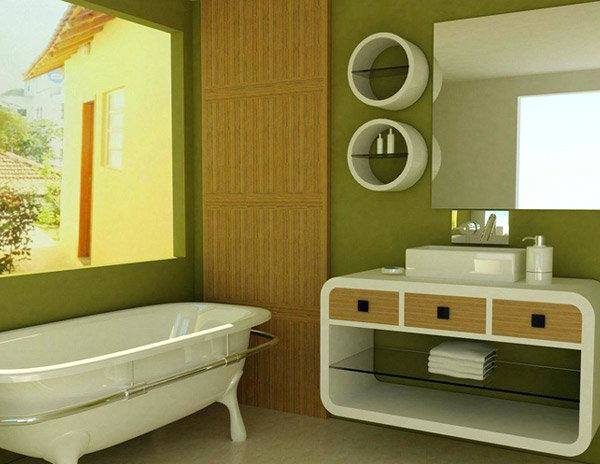 Include a wall painting with Ultra Violet hues and team it with green wall paper
