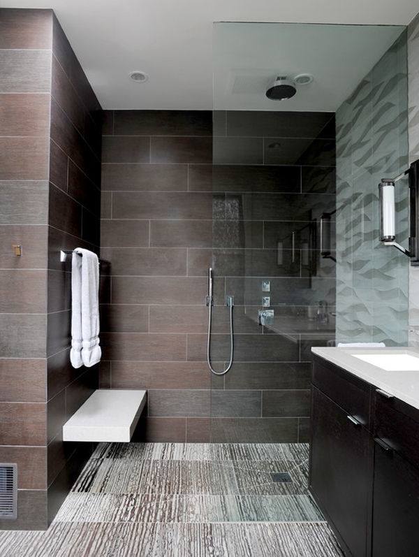 bathroom ideas photo gallery, minimalist style with light walls and floor, oval wall mirror Bathrooms Without Tiles – 50 Alternative Design Ideas