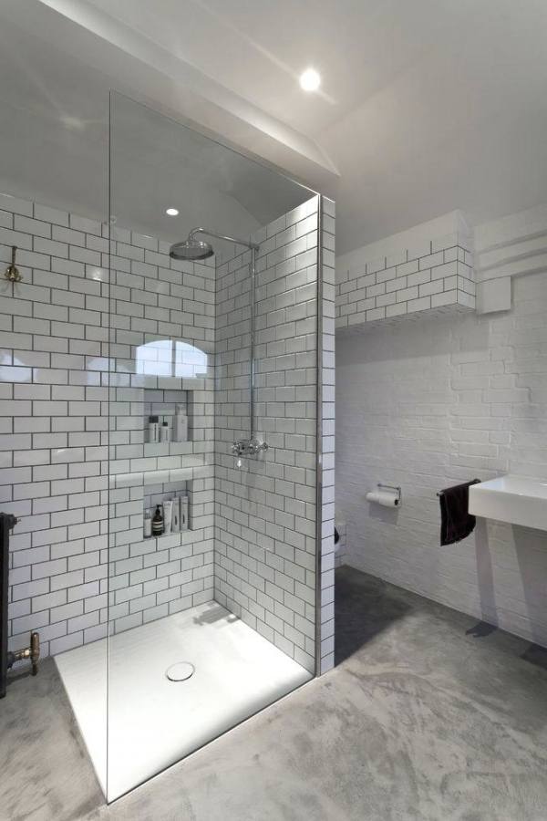 concrete tile bathroom