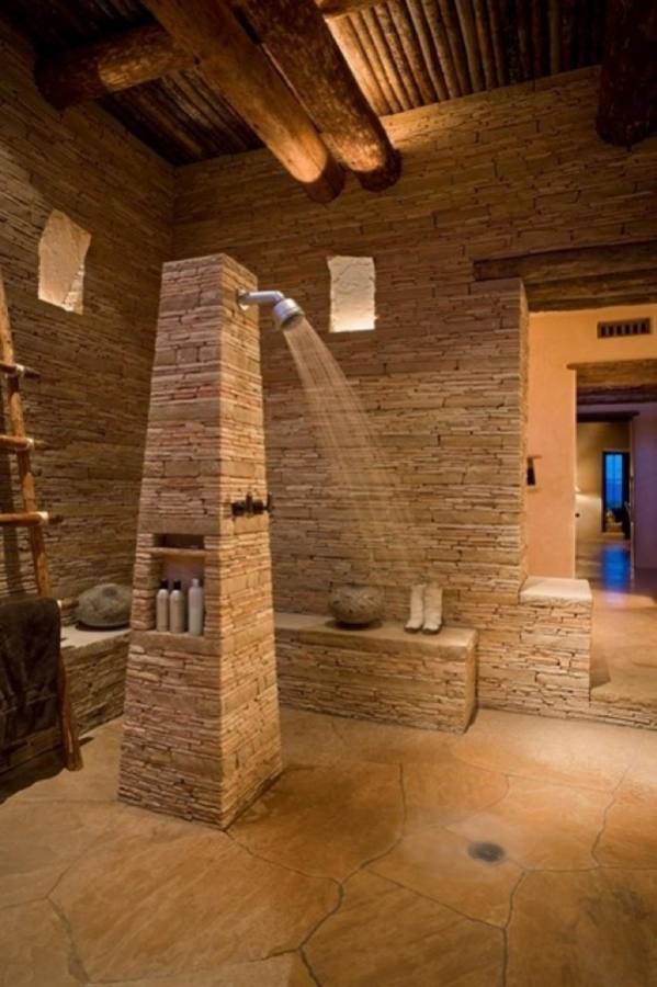 Restroom Ideas Stone Shower Bathroom Small Tile Best Natural Extremely Creative Design