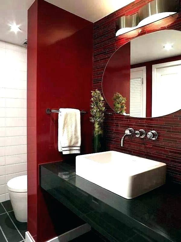 Red and black gives this teen bathroom great contrast and a bold theme