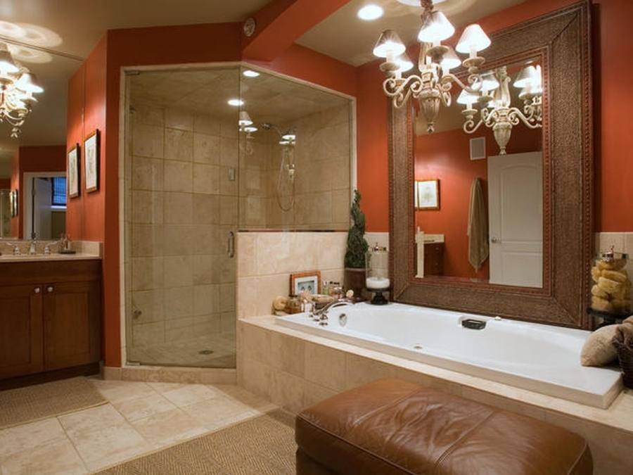 More bathroom feels fresh with orange - #bathroomdesign