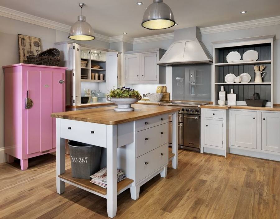 Carradale kitchen; Selby ceramic rise and fall ceiling pendant and Cecile bar chair, both from the Croft collection, John Lewis | kitchen design | Pinterest