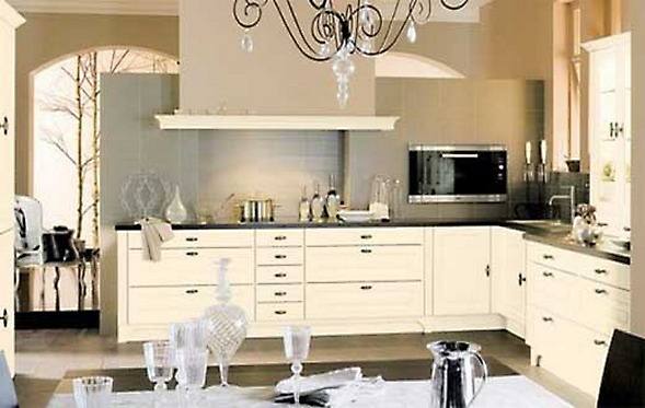 Brenner gray kitchen cabinets in Maple Willow