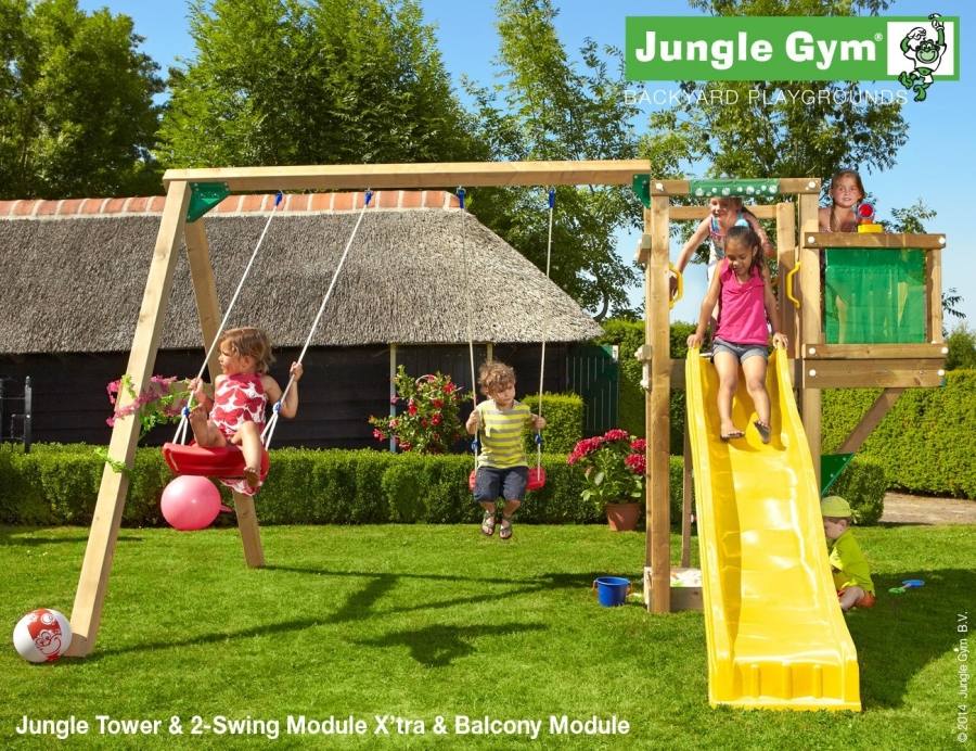 Chlildren playing on climbing frame