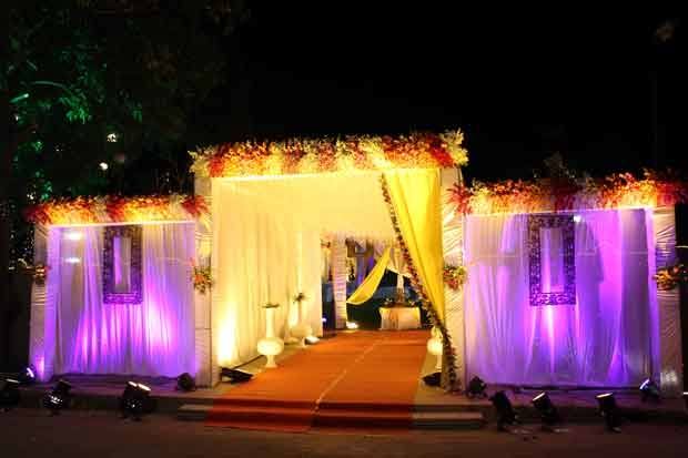 Wedding set up in garden, park