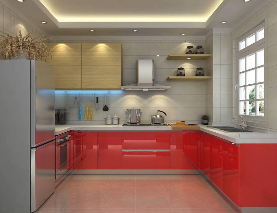 Kitchen, Gloss Black Kitchen Countertops With Rta Cabinets Sets For Corner Model Kitchen Design: