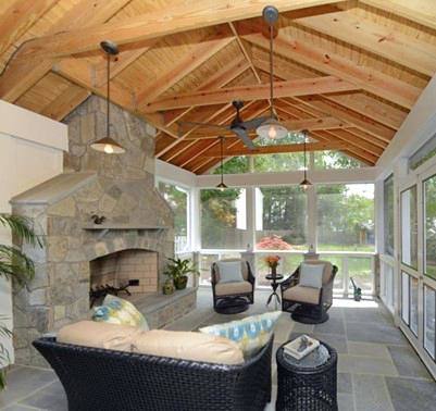 A covered outdoor deck in Sydney, Australia offers a dining and lounging area to enjoy relaxing and entertaining in style