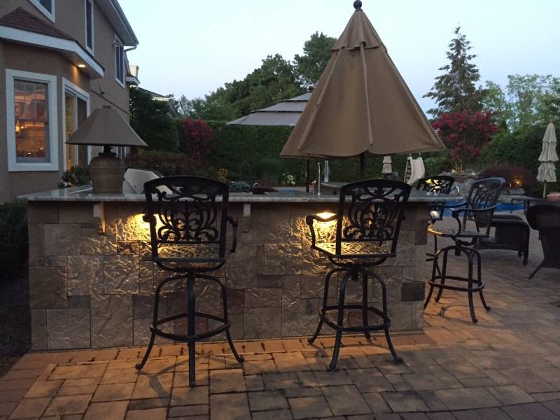 lighting patio with fireplace