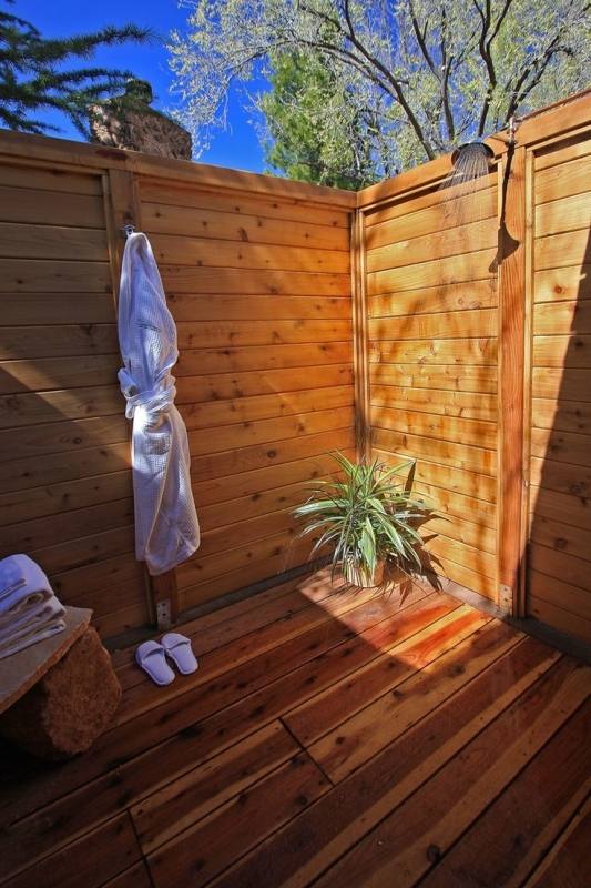 From rustic outside showers