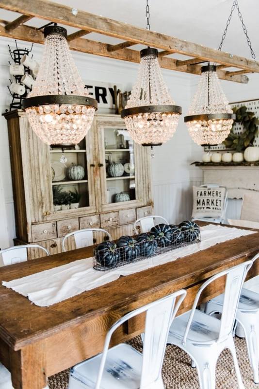 Linear chandelier | lighting | Pinterest | Farmhouse interior, Dining room lighting and Dining room