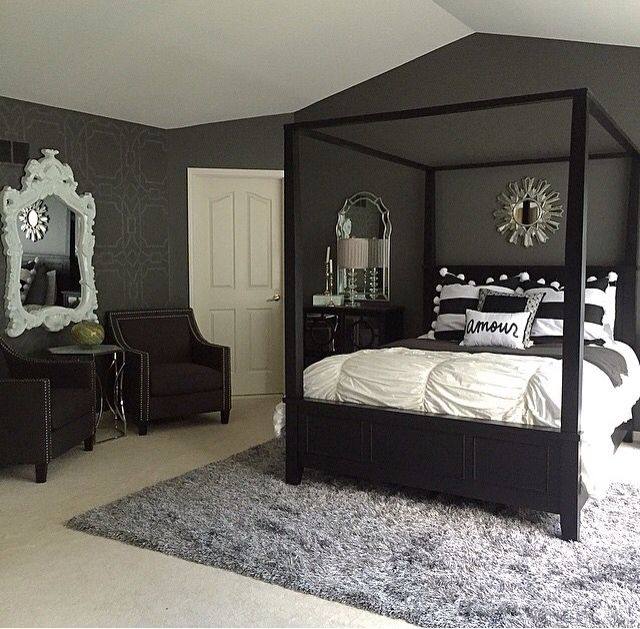 Pair the rug with a matching black bed frame