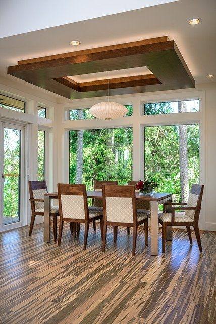 Dining Room with coffered ceiling