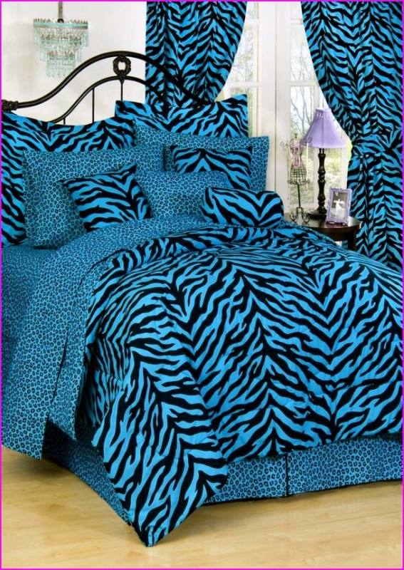 Animal Comforter Sets Zebra 5 Piece Bed Sets With Reversible Comforter In  Blue Leopard Spots Super Soft And Comfortable Microfiber Comforter Set With  Cotton