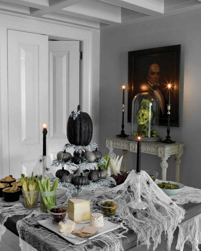 Dining room decorated for Halloween