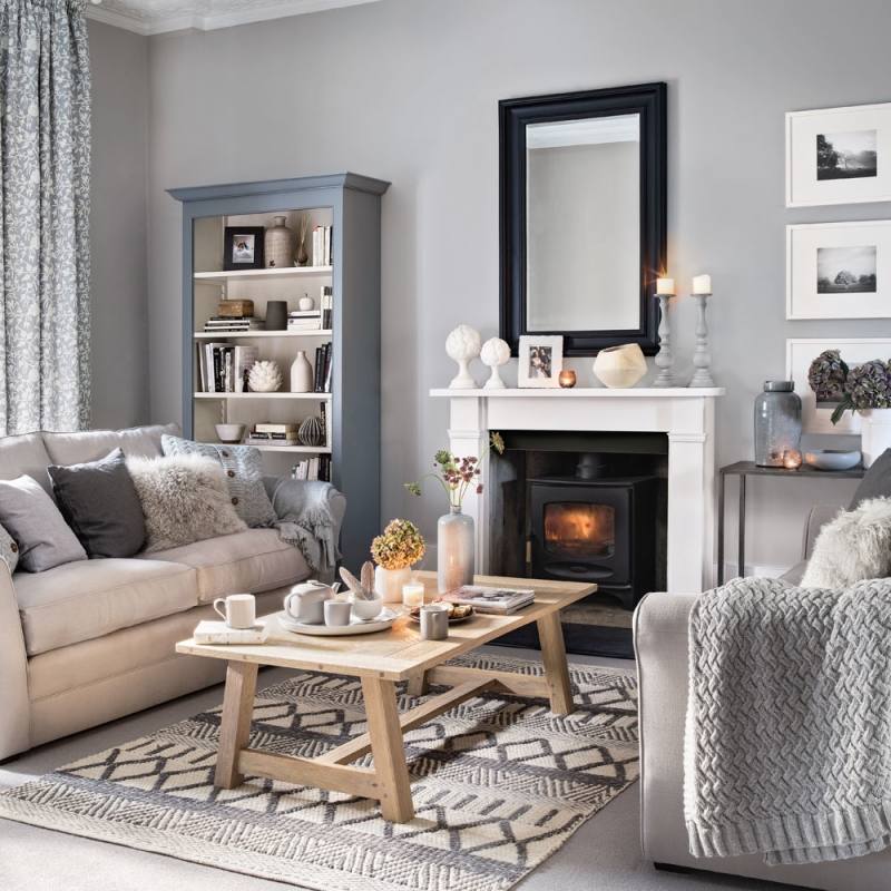 living room with gray