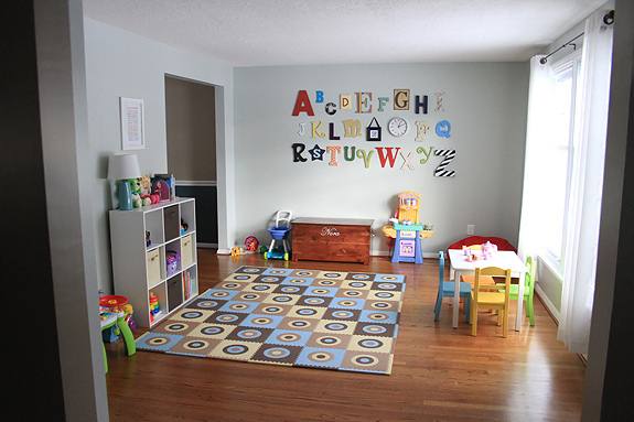 Formal Dining Room to Functional Play Room | TheTurquoiseHome