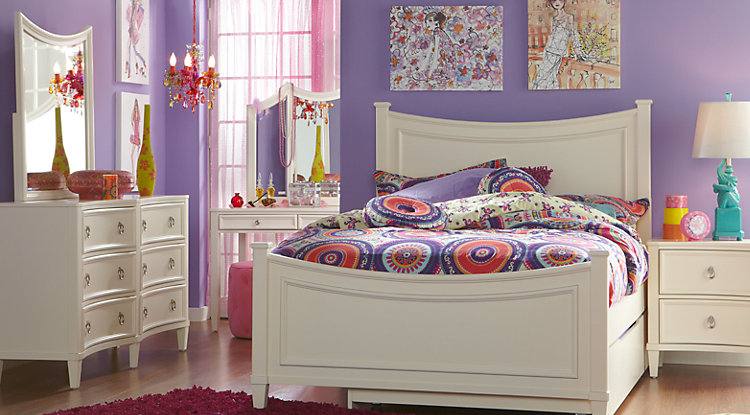 Girls bedroom set shown in wh