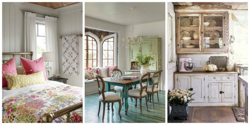 A rustic feel is achieved in this Green conservatory dining room with  rattan chairs and painted dining table