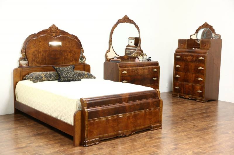 Includes queen poster bed, dresser