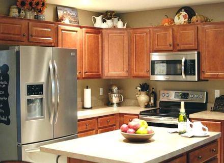 above kitchen cabinet decorations interior top